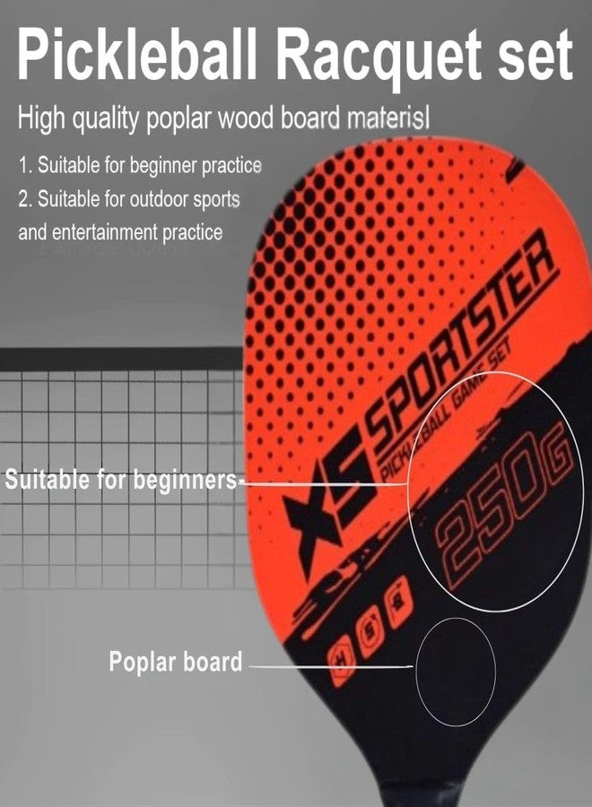 Qwick Click Wood Pickleball Paddles Kit, 4 Balls & Bag Racket Kids Adults Outdoor Gift Pickleball Paddle (RED) - Image 3